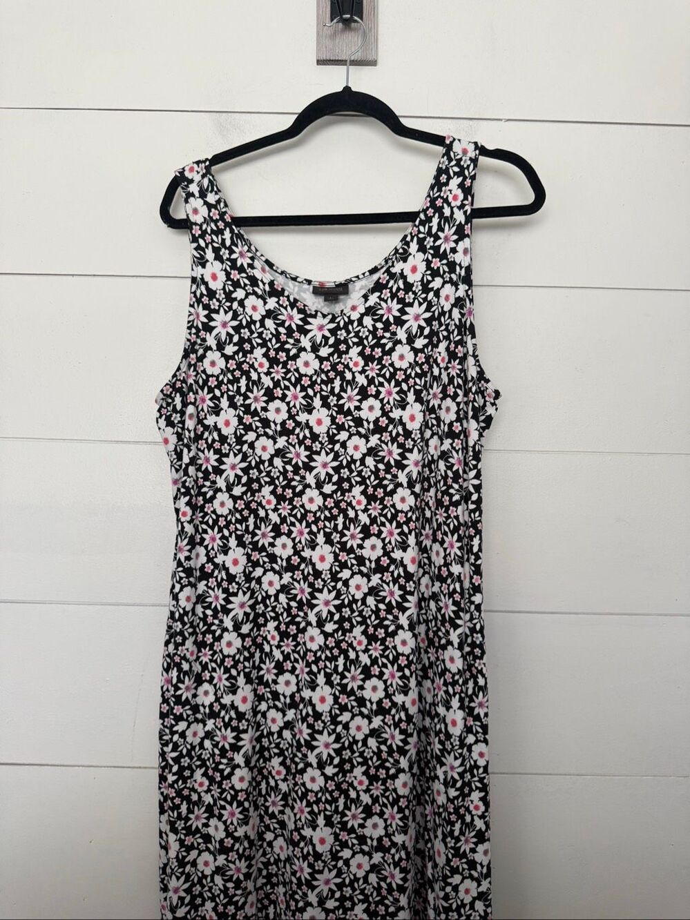 J. Jill Women’s Large Tall Black Floral Flower Maxi Dress Wearever Collection
